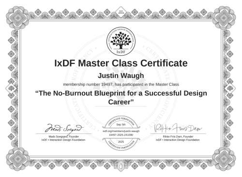 The No-Burnout Blueprint for a Successful Design Career certificate