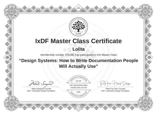 Design Systems: How to Write Documentation People Will Actually Use certificate
