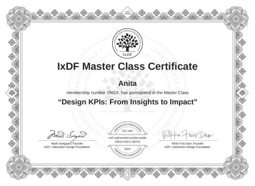 Design KPIs: From Insights to Impact certificate