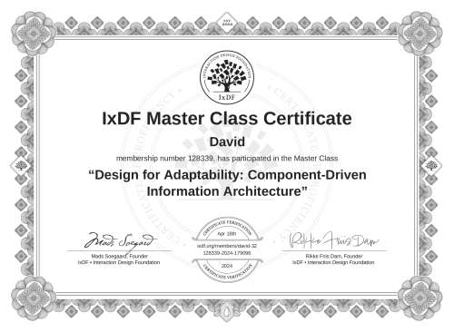 Design for Adaptability: Component-Driven Information Architecture certificate