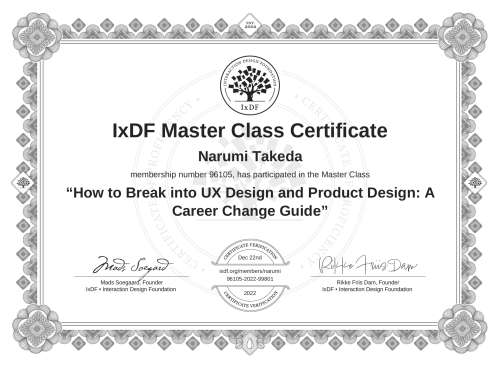 How to Break into UX Design and Product Design: A Career Change Guide certificate