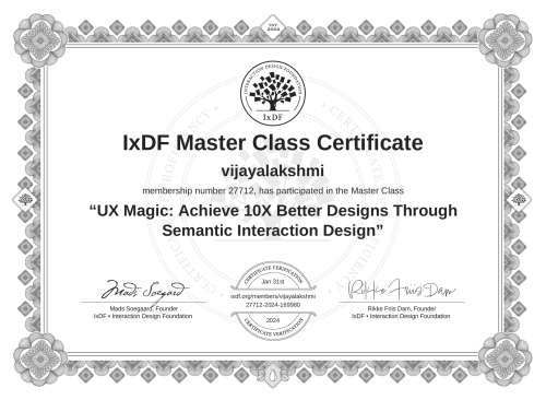 UX Magic: Achieve 10X Better Designs Through Semantic Interaction Design certificate