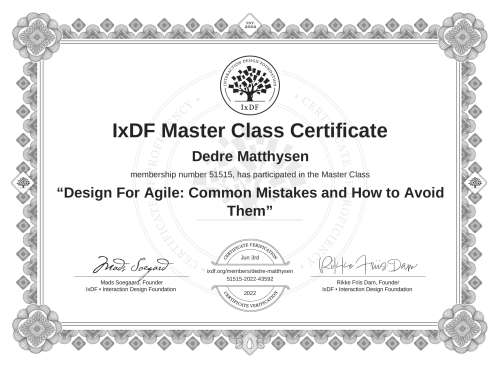 Design For Agile: Common Mistakes and How to Avoid Them certificate