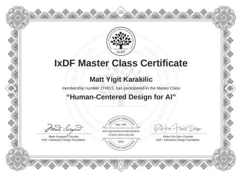 Human-Centered Design for AI certificate