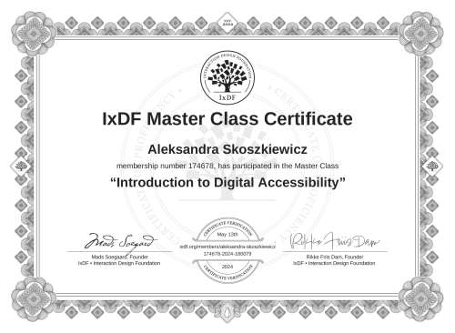 Introduction to Digital Accessibility certificate