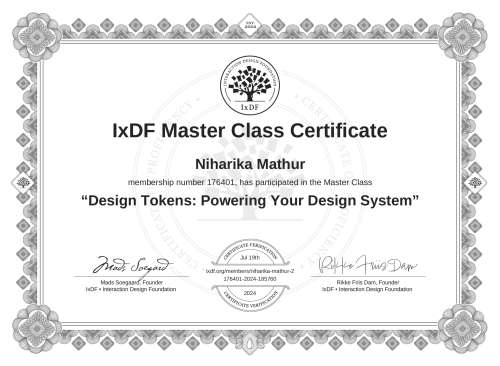 Design Tokens: Powering Your Design System certificate