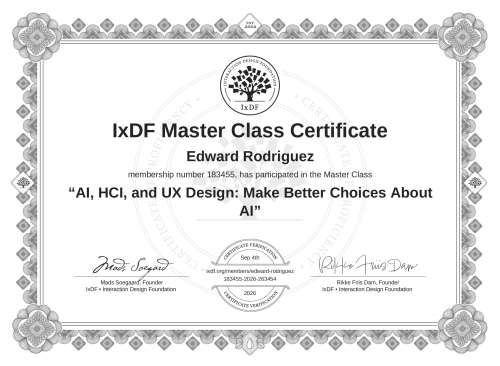 AI, HCI, and UX Design: Make Better Choices About AI certificate
