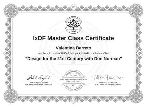 Design for the 21st Century with Don Norman certificate
