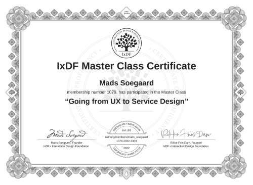 Going from UX to Service Design certificate