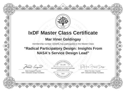 Radical Participatory Design: Insights From NASA’s Service Design Lead certificate