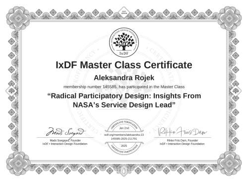 Radical Participatory Design: Insights From NASA’s Service Design Lead certificate