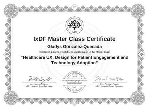 Healthcare UX: Design for Patient Engagement and Technology Adoption certificate