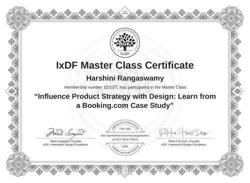 Influence Product Strategy with Design: Learn from a Booking.com Case Study certificate
