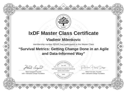 Survival Metrics: Getting Change Done in an Agile and Data-Informed Way certificate