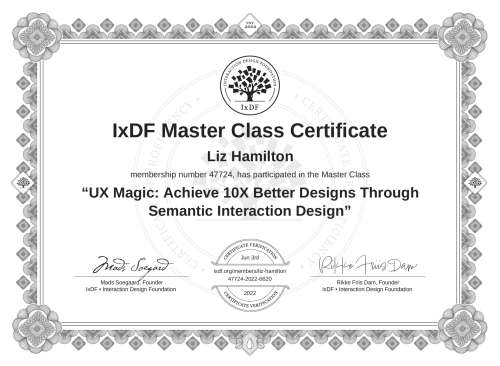 UX Magic: Achieve 10X Better Designs Through Semantic Interaction Design certificate