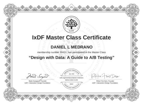 Design with Data: A Guide to A/B Testing certificate