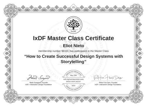 How to Create Successful Design Systems with Storytelling certificate