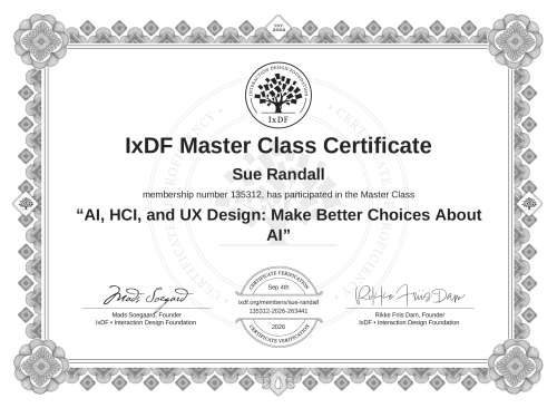 AI, HCI, and UX Design: Make Better Choices About AI certificate