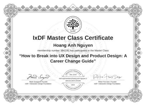 How to Break into UX Design and Product Design: A Career Change Guide certificate