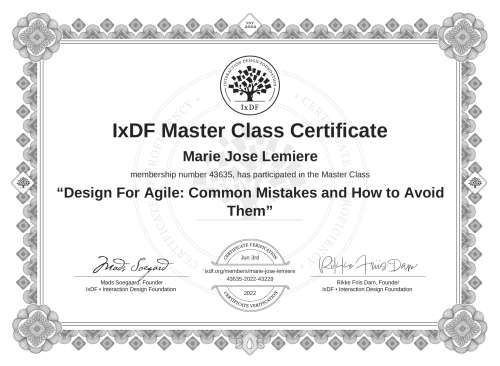 Design For Agile: Common Mistakes and How to Avoid Them certificate