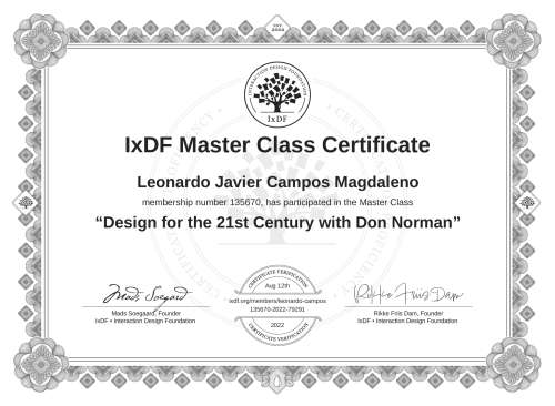 Design for the 21st Century with Don Norman certificate
