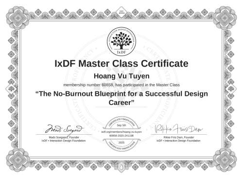 The No-Burnout Blueprint for a Successful Design Career certificate