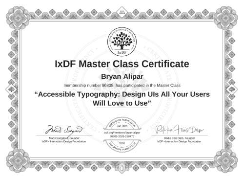 Accessible Typography: Design UIs All Your Users Will Love to Use certificate