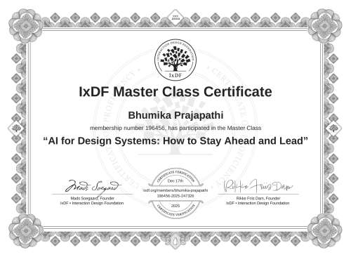 AI for Design Systems: How to Stay Ahead and Lead certificate