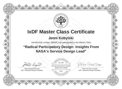 Radical Participatory Design: Insights From NASA’s Service Design Lead certificate