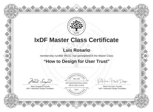 How to Design for User Trust certificate