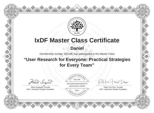 User Research for Everyone: Practical Strategies for Every Team certificate
