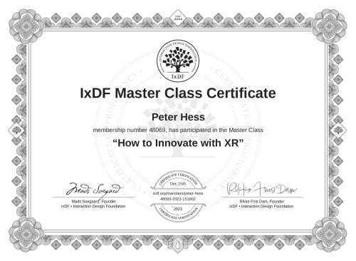 How to Innovate with XR certificate