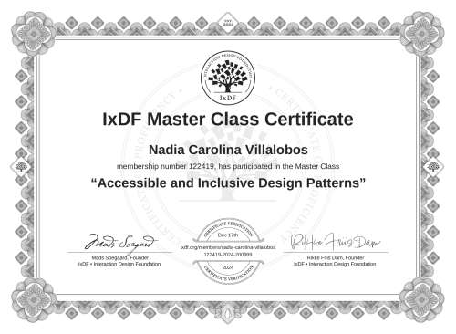 Accessible and Inclusive Design Patterns certificate