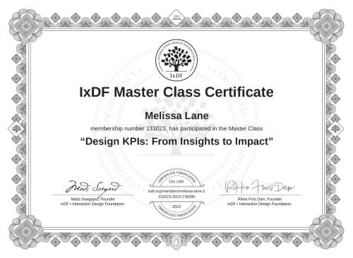 Design KPIs: From Insights to Impact certificate
