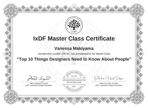 Top 10 Things Designers Need to Know About People certificate