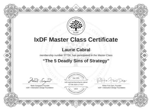 The 5 Deadly Sins of Strategy certificate