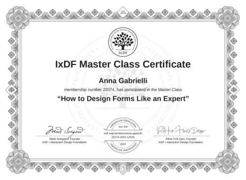 How to Design Forms Like an Expert certificate