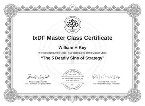 The 5 Deadly Sins of Strategy certificate