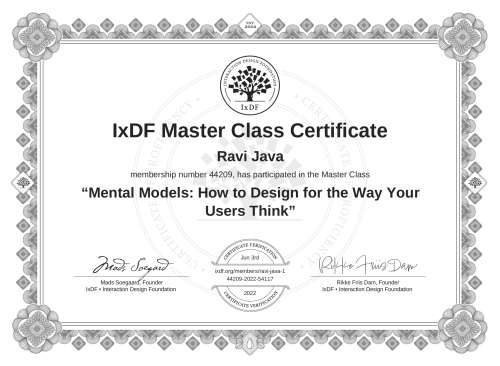 Mental Models: How to Design for the Way Your Users Think certificate