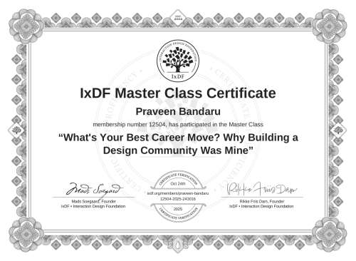 What's Your Best Career Move? Why Building a Design Community Was Mine certificate