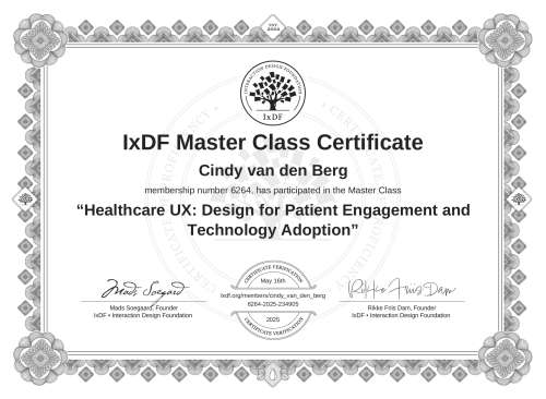 Healthcare UX: Design for Patient Engagement and Technology Adoption certificate