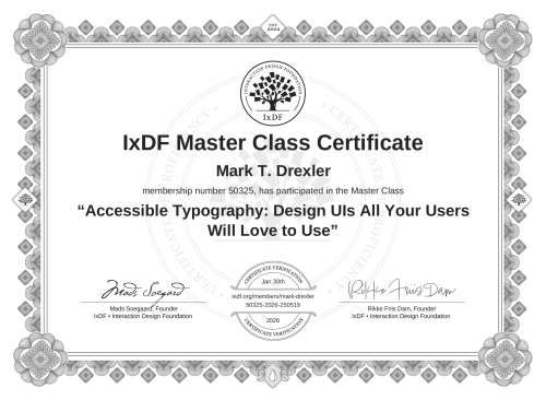 Accessible Typography: Design UIs All Your Users Will Love to Use certificate