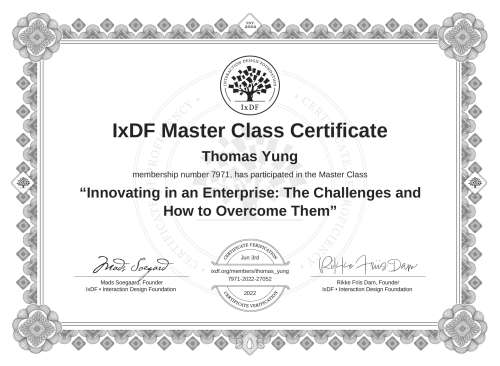 Innovating in an Enterprise: The Challenges and How to Overcome Them certificate