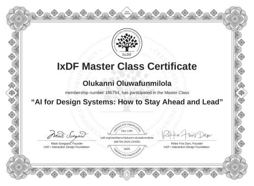 AI for Design Systems: How to Stay Ahead and Lead certificate