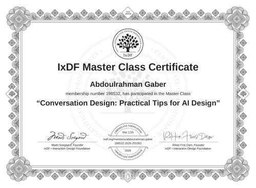 Conversation Design: Practical Tips for AI Design certificate