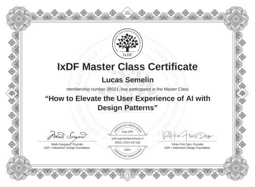 How to Elevate the User Experience of AI with Design Patterns certificate