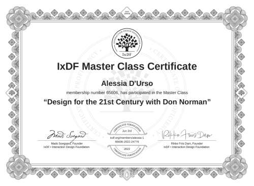 Design for the 21st Century with Don Norman certificate