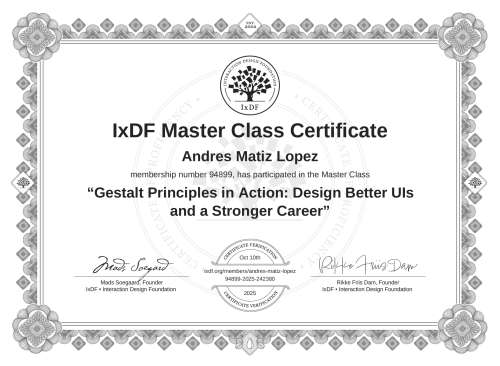 Gestalt Principles in Action: Design Better UIs and a Stronger Career certificate