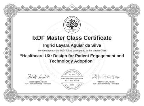 Healthcare UX: Design for Patient Engagement and Technology Adoption certificate