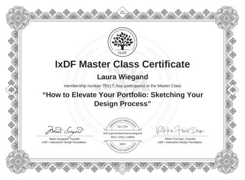 How to Elevate Your Portfolio: Sketching Your Design Process certificate